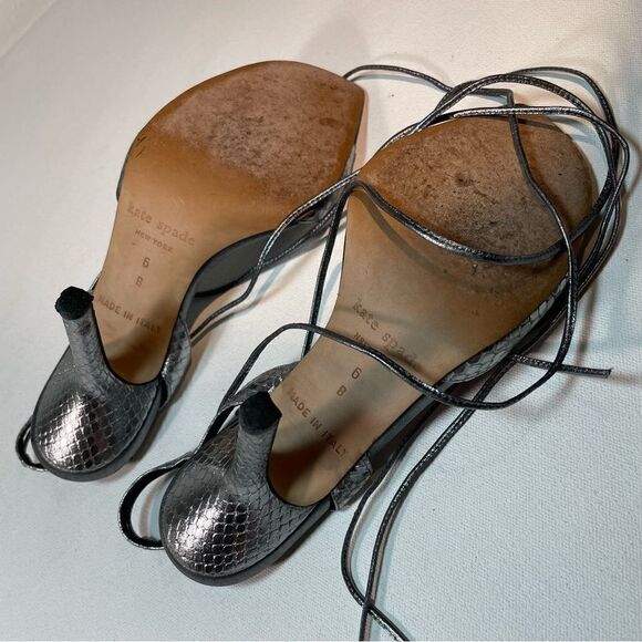 Kate Spade platinum python ankle wrap Strappy stilettos heels 6 - Picture 11 of 12